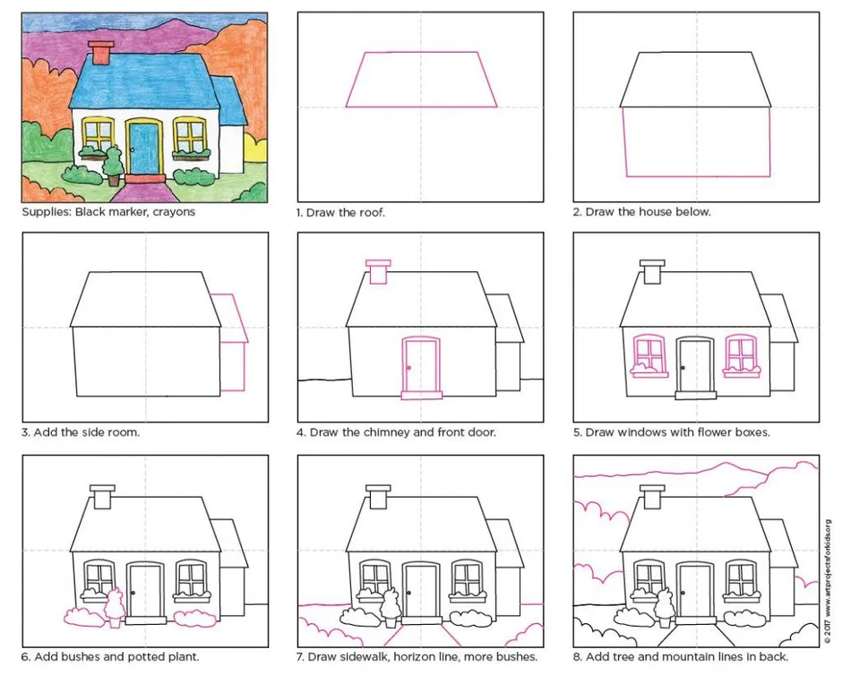 Как нарисовать дом по этапам