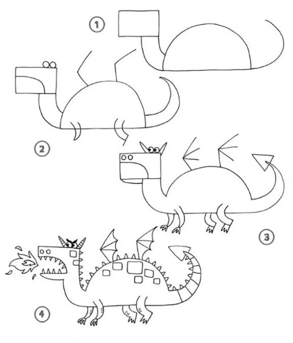 Как нарисовать дракончика ребенку