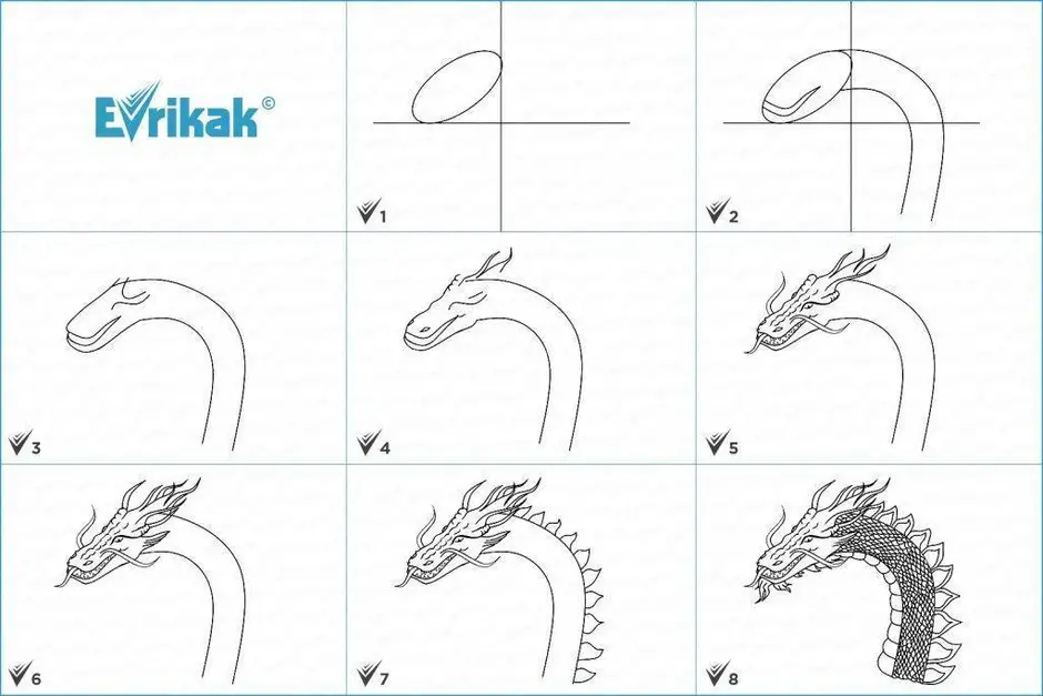 Как нарисовать дракона карандашом поэтапно карандашом для