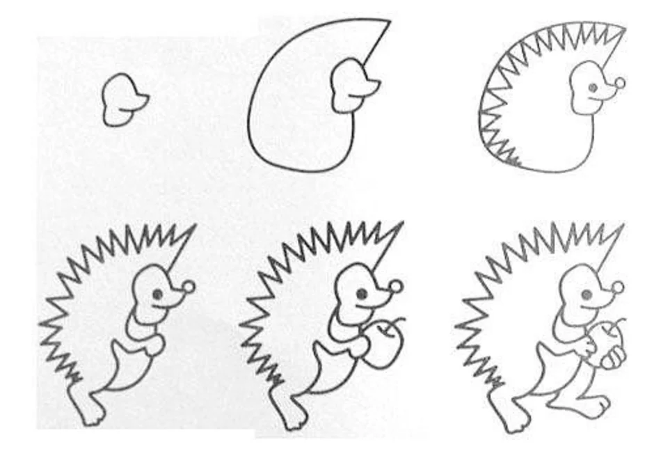 Как рисовать ежика для детей 3 4 лет