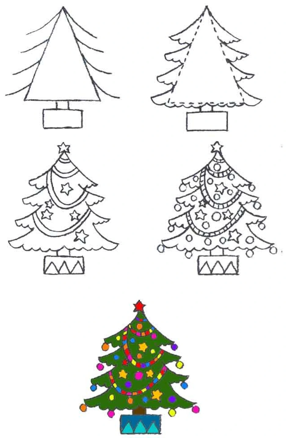 Рисунок карандашом елка легко