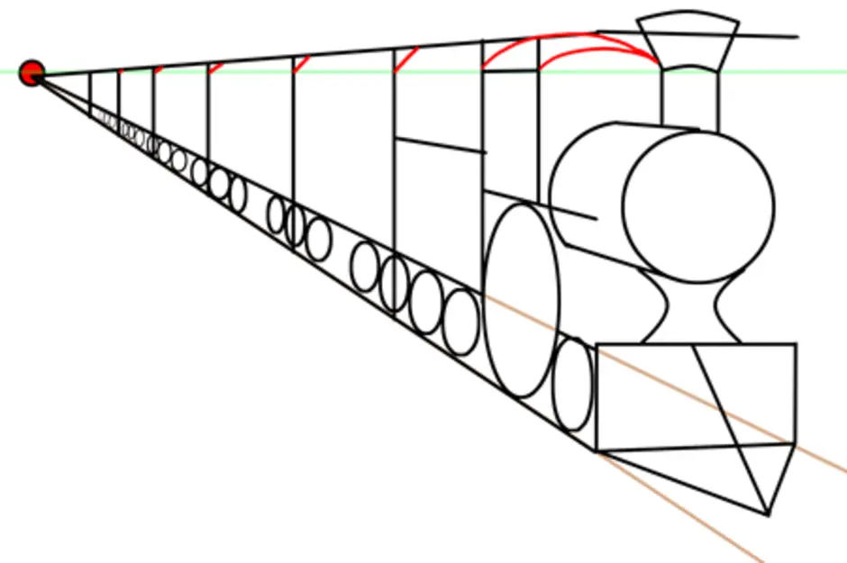 Как нарисовать поезд на рельсах