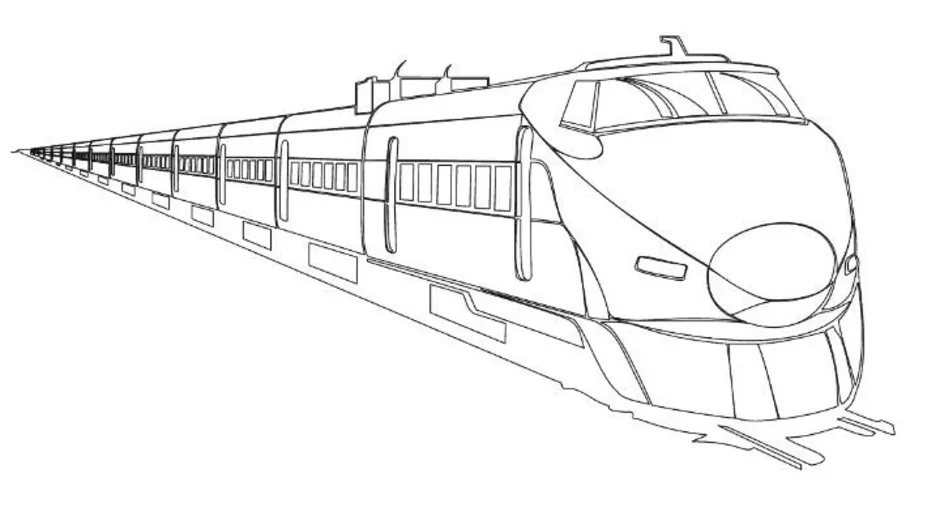 Как нарисовать поезд с железной дорогой
