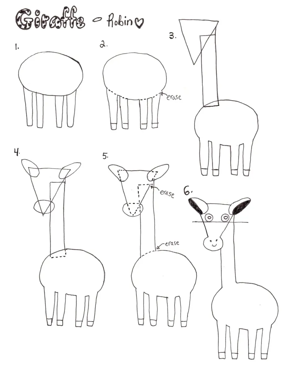 Как нарисовать жирафа легко для детей поэтапно карандашом