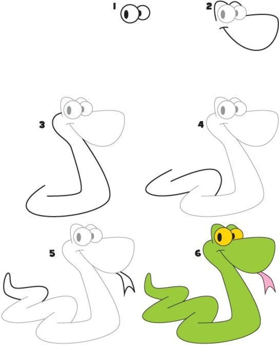 Змея поэтапное рисование
