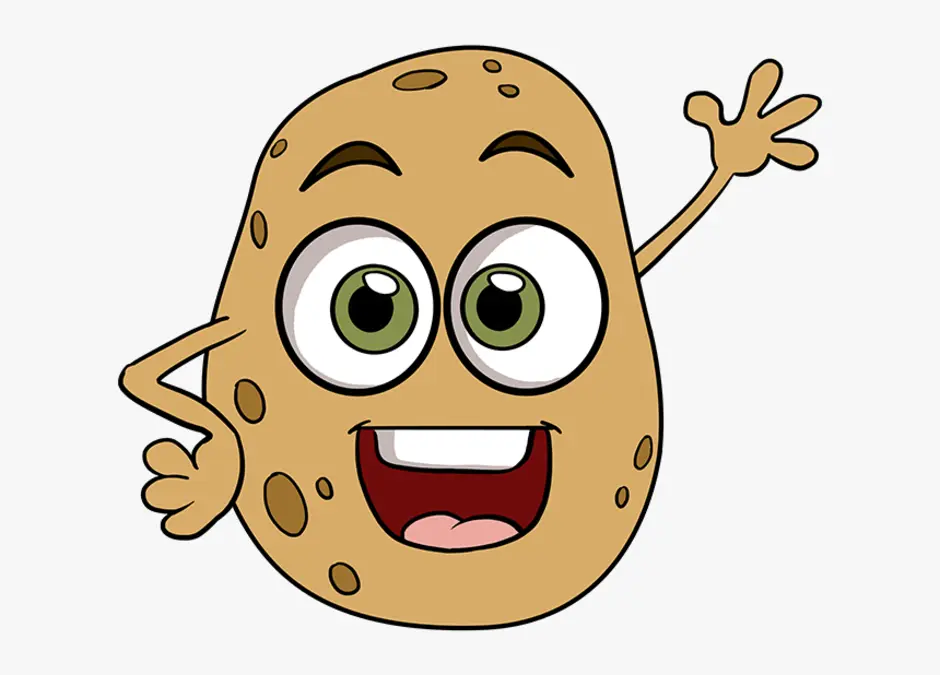 Веселая картошечка. Картофель мультяшный. Картошка рисунок. Картошка рисунок для детей. Веселая картошка.