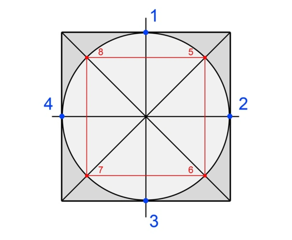 В квадрат вписаны два круга. Построение квадрата вписанного в окружность. Круг вписанный в квадрат. Построение квадрата в окружности. Окружностьв гвадрате.