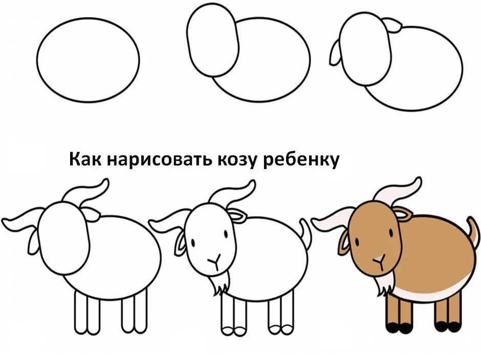 Как нарисовать козу для детей