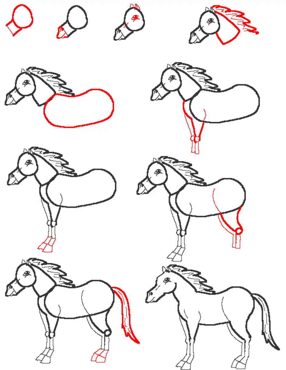 Как надо нарисовать рисунок. Рисование лошади. Лошадь рисунок карандашом. Поэтапное рисование лошади для детей. Схема рисования лошади.