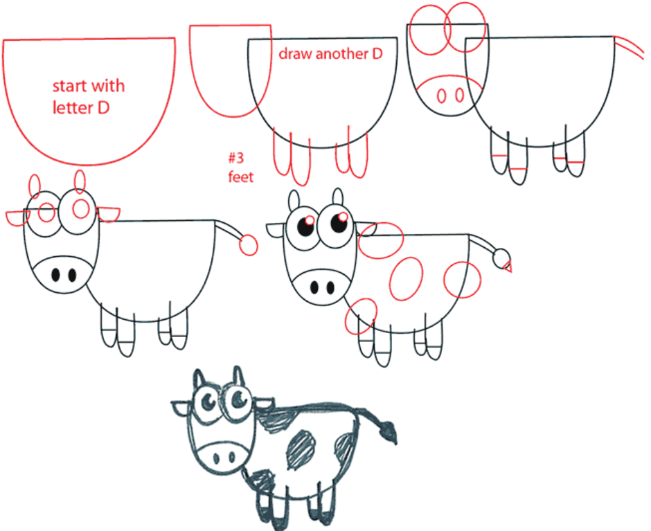 Как нарисовать корову в детском саду