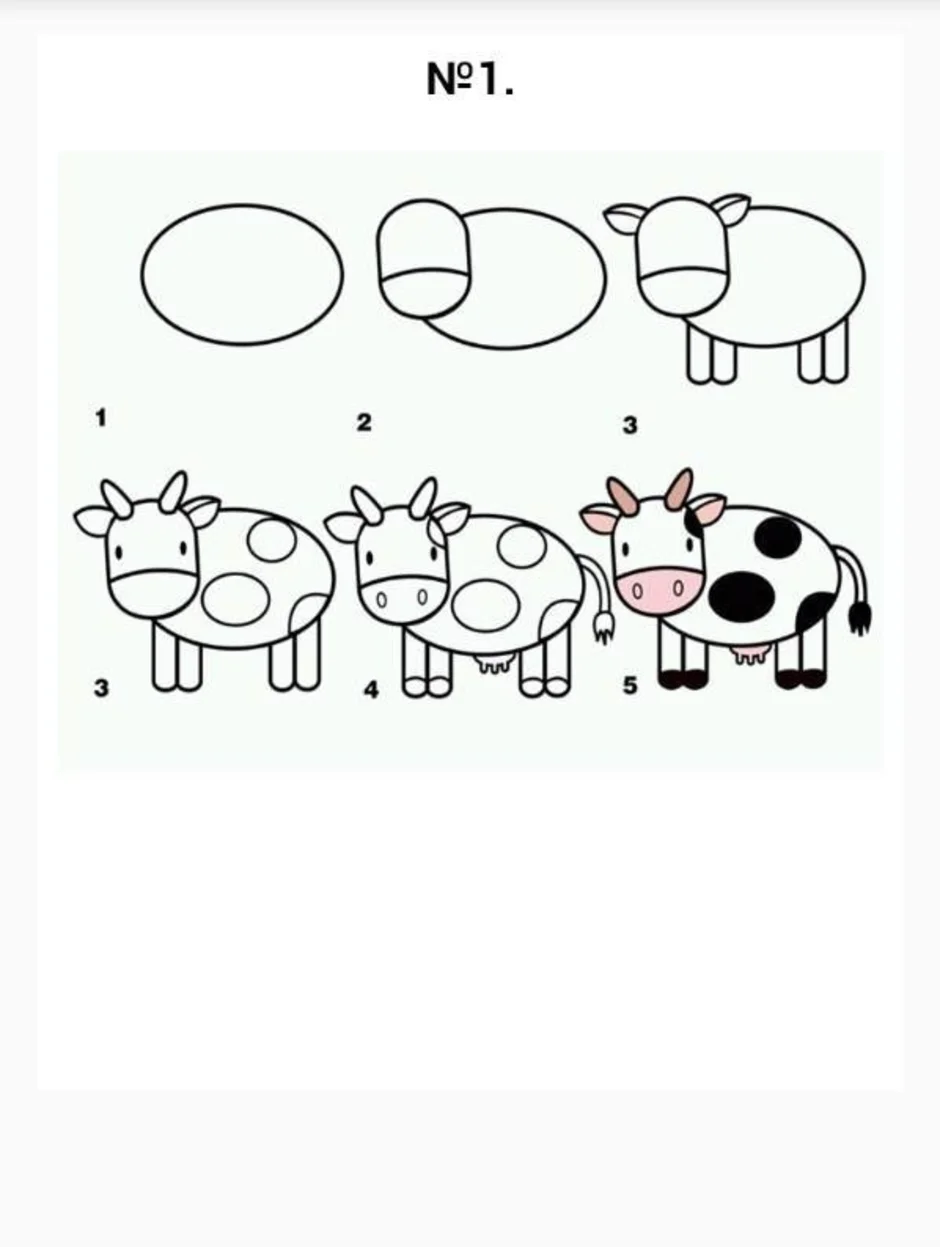 Как рисовать коровку. Поэтапное рисование коровы. Корова рисунок легкий. Корова рисунок для детей карандашом. Поэтапный рисунок коровы.