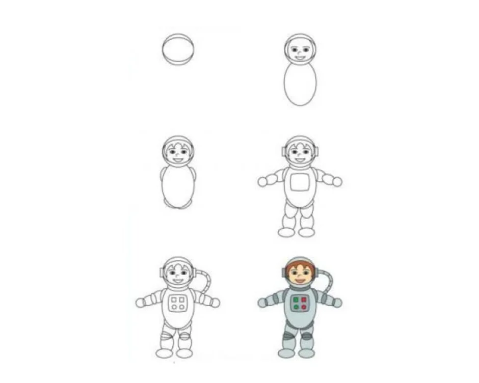 Космонавт поэтапно для детей. Поэтапное рисование Космонавта. Поэтапное рисование Космонавта для детей. Космонавт пошагово рисунок. Как нарисовать Космонавта пошагово.