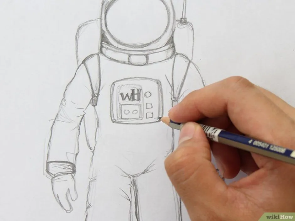 Космонавт поэтапно для детей. Космонавт рисунок. Рисование космонавт. Космонавт карандашом. Рисунок космонавтики карандашом.