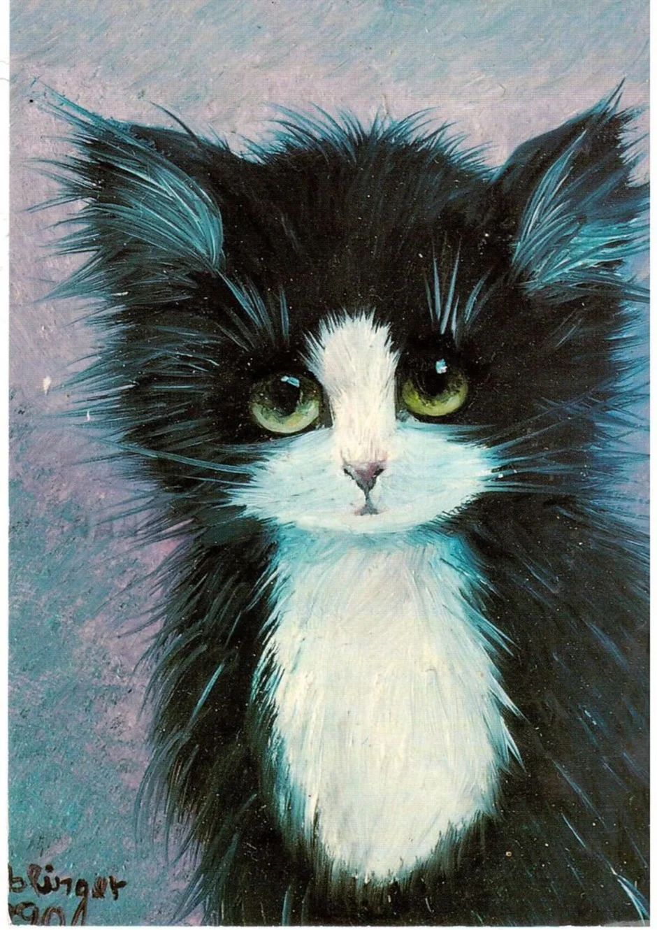 Рисунок кота гуашью