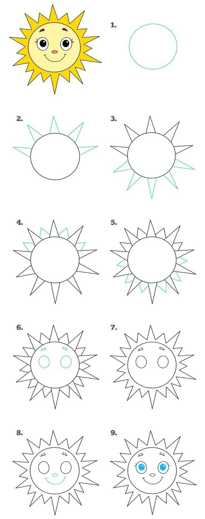 Как нарисовать красиво солнышку