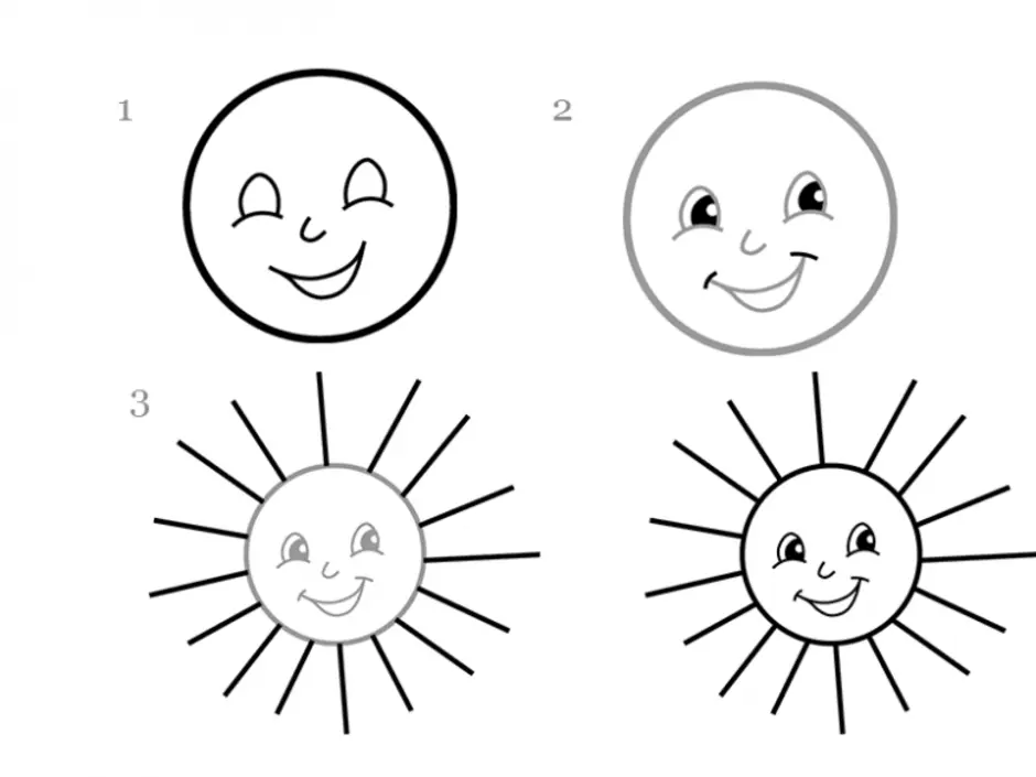 Как рисовать солнышко для детей