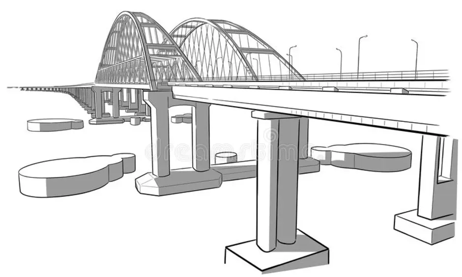 Крымский мост нарисовать карандашом