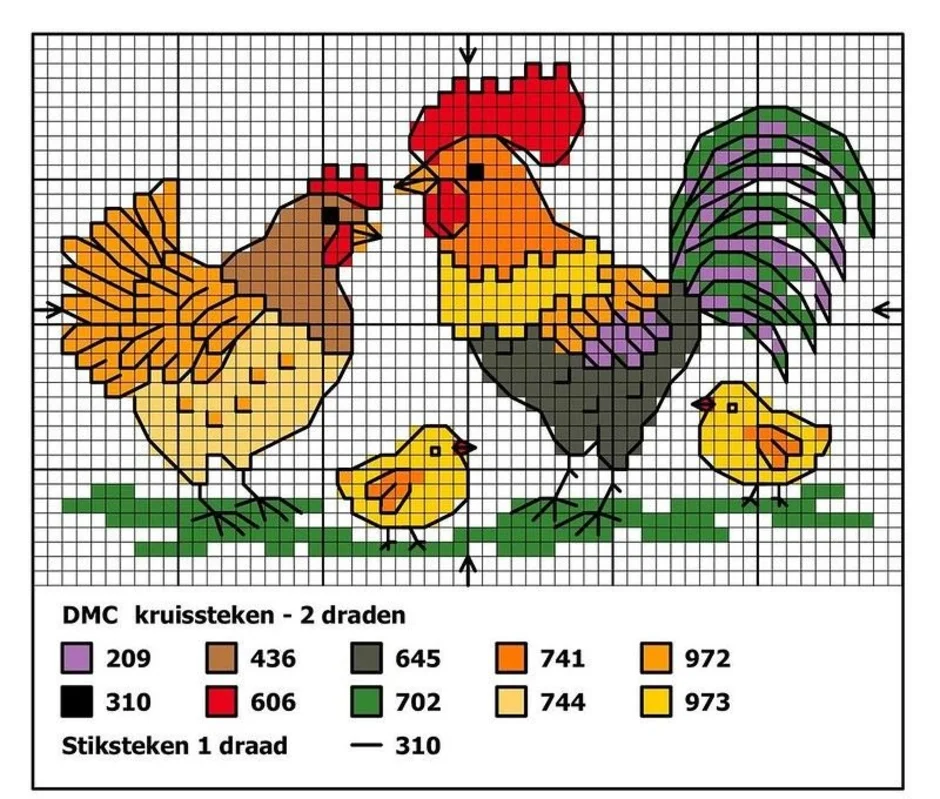 Рисунки по клеточкам с курами