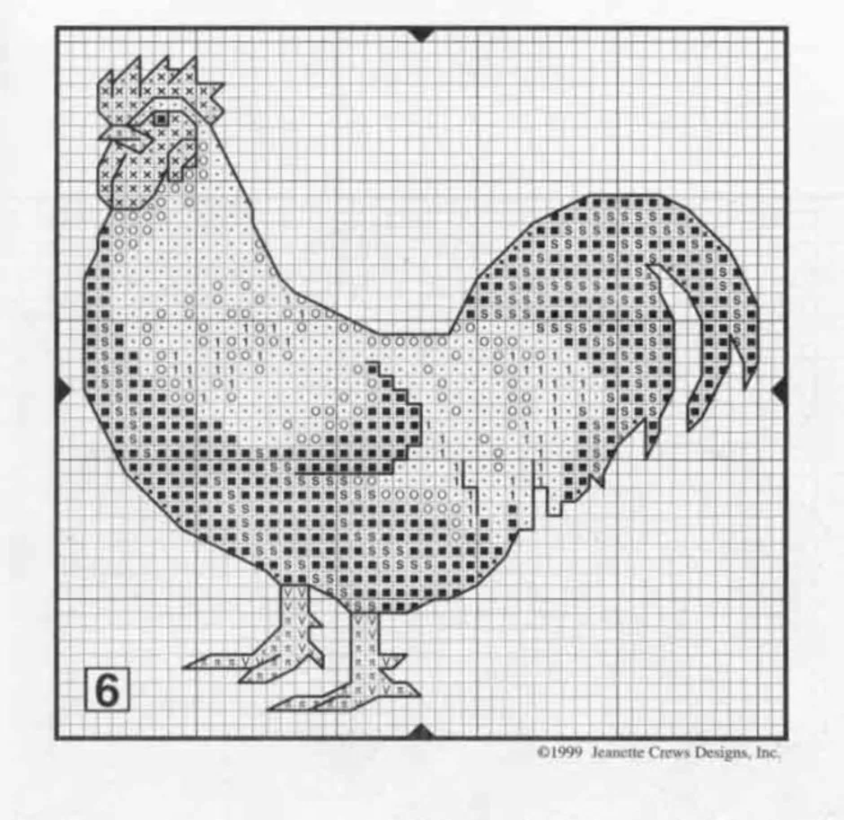 Рисунок петуха по клеткам