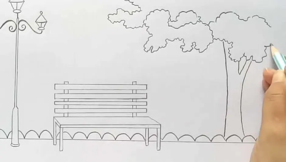 Рисунок детский парк карандашом