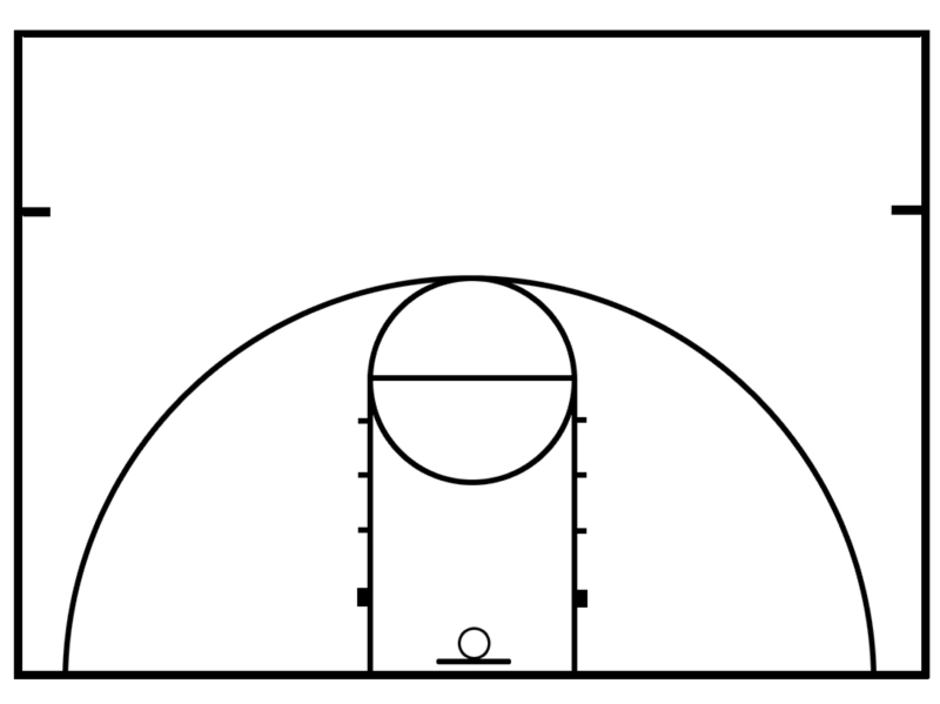 Баскетбольная площадка рисунок. Макет баскетбольной площадки. Половина баскетбольной площадки. Баскетбольная площадка схема половина. Баскетбольная площадка трафарет.