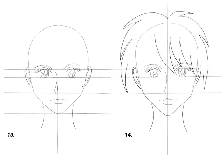Как поэтапно нарисовать голову аниме поэтапно карандашом
