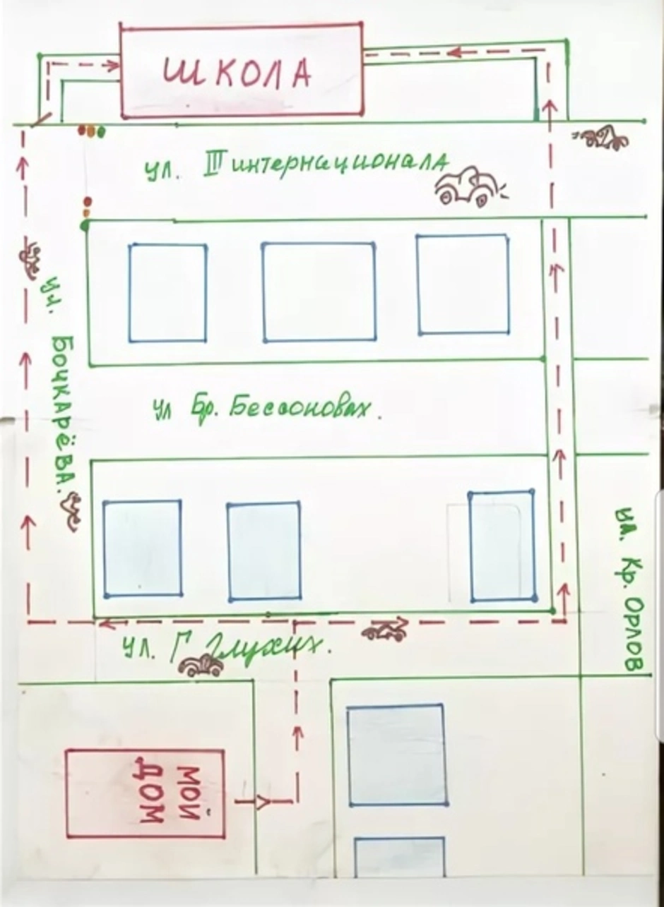 План схема дом школа дом
