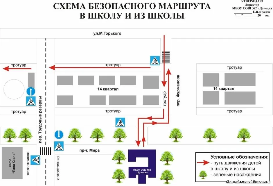 Чертеж от дома до школы