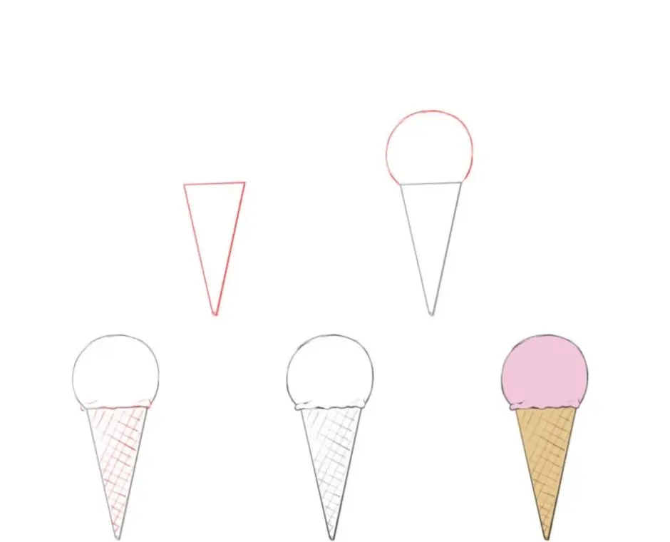Мороженое легко и быстро. Рисование мороженое. Рисование с детьми мороженое. Мороженое карандашом. Поэтапное рисование мороженого для детей.