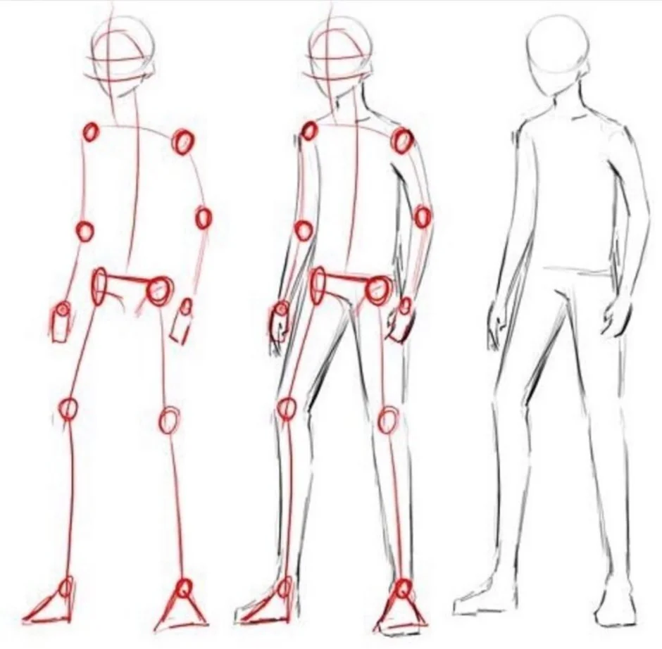 Нарисовать тело человека в полный рост поэтапно