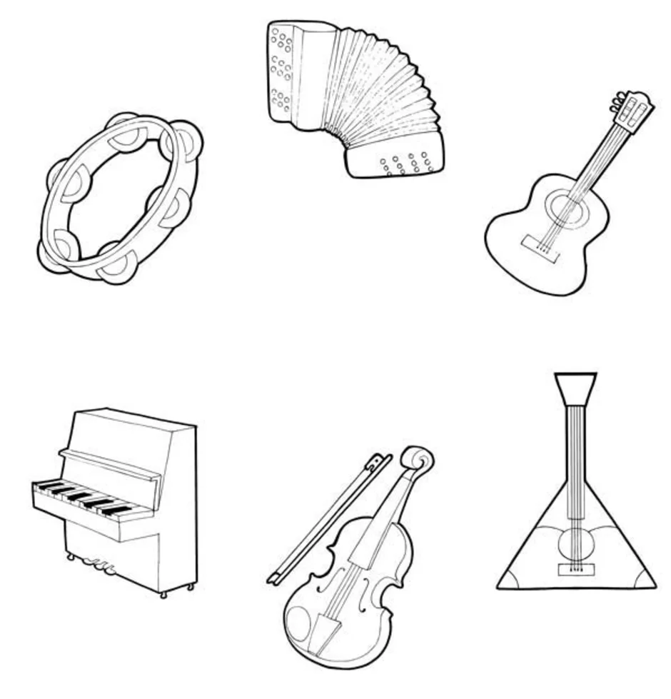 Рисунки для срисовки на тему музыкальные инструменты