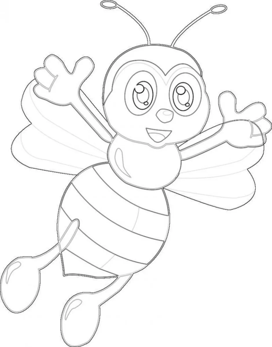 Пчелка раскраска распечатать. Муха Цокотуха пчела. Муха-Цокотуха раскраска для детей. Пчелка раскраска. Пчела раскраска.