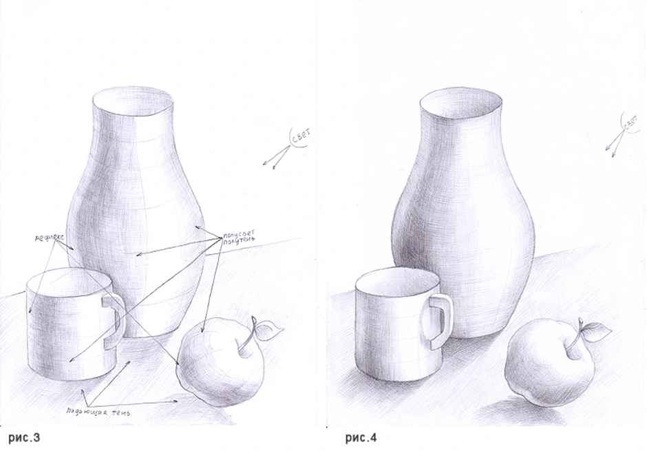 Как правильно рисовать натюрморт карандашом