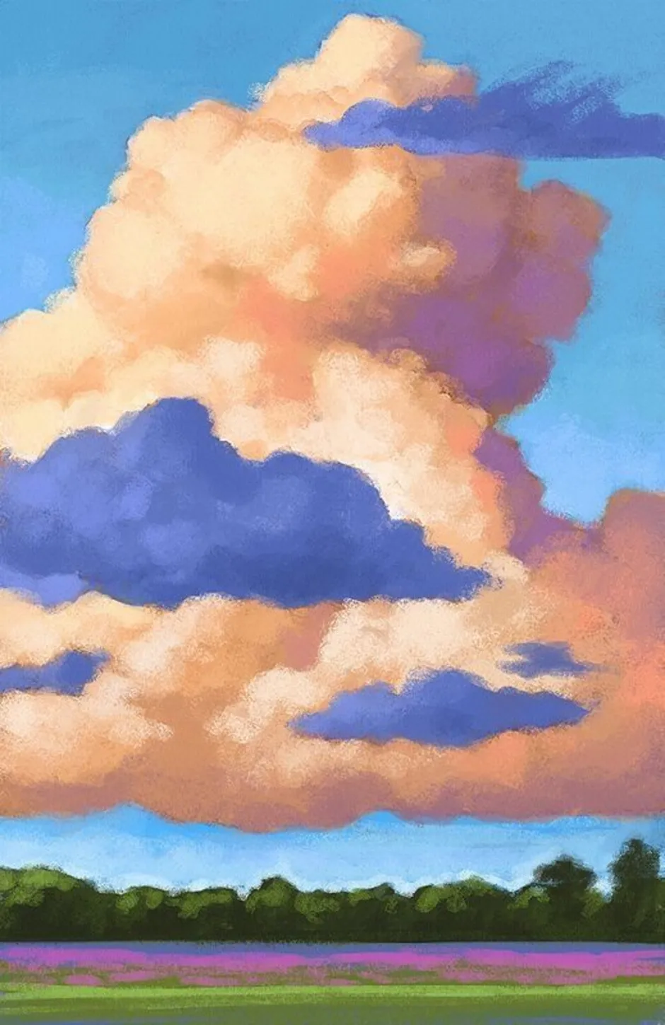 Картинки нарисованное небо. Облака живопись. Пейзаж с облаками. Облака гуашью. Небо цветными карандашами.