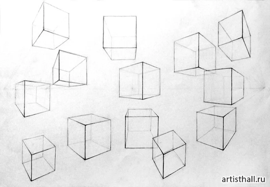 Рисунок с разных сторон. Как рисовать куб снизу. Куб с разных ракурсов. Кубы в разных ракурсах. Геометрические фигуры в разных ракурсах.