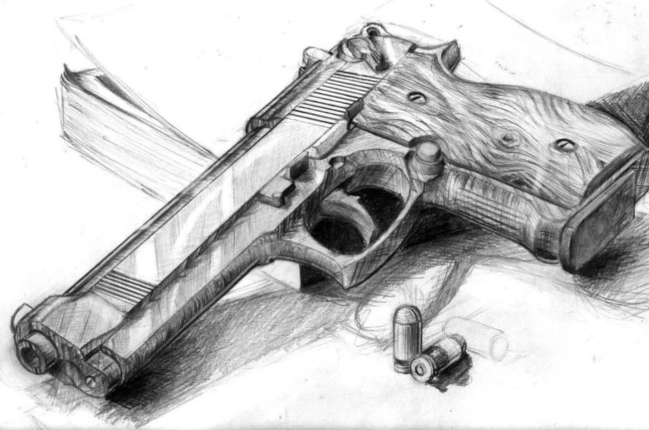 Рисунки для срисовки пистолет