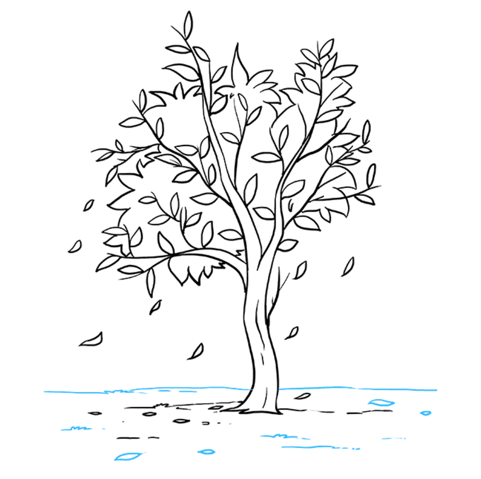 Дерево перерисовать. Осеннее дерево рисунок карандашом. Рисунок дерева карандашом с листьями. Набросок осеннего дерева. Нарисовать осеннее дерево.