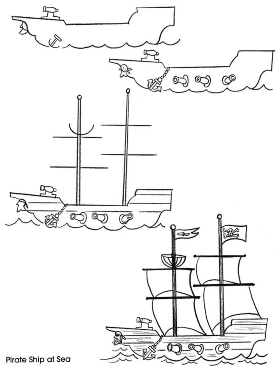 Как нарисовать пиратский корабль для детей 7 лет