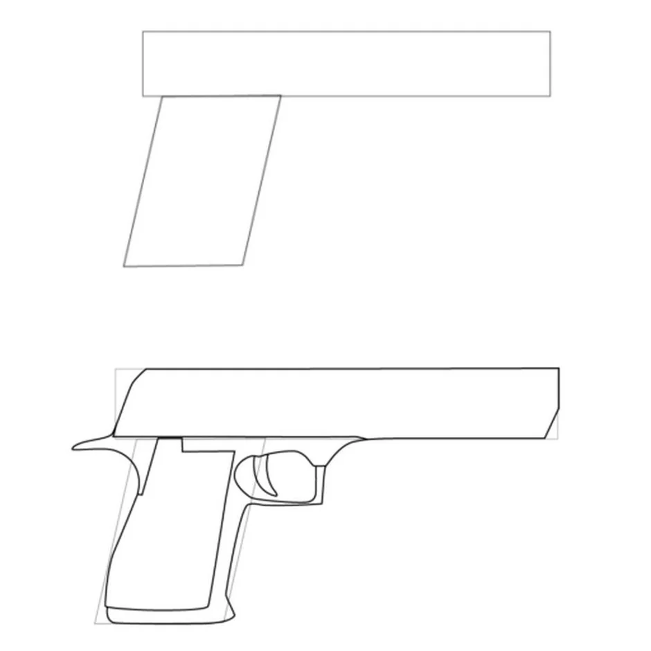 Как нарисовать пистолет поэтапно