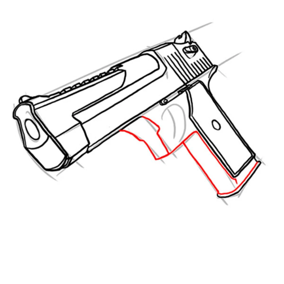 Картинки пистолета для срисовки легкие