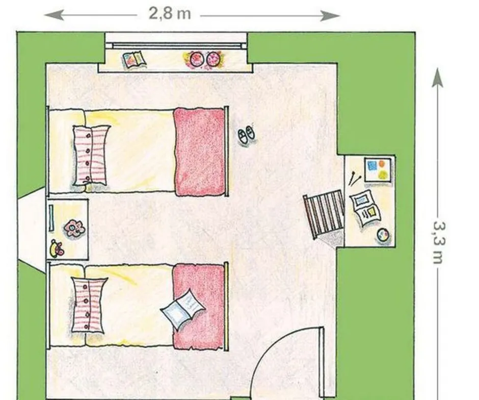 Планировка детской комнаты чертеж
