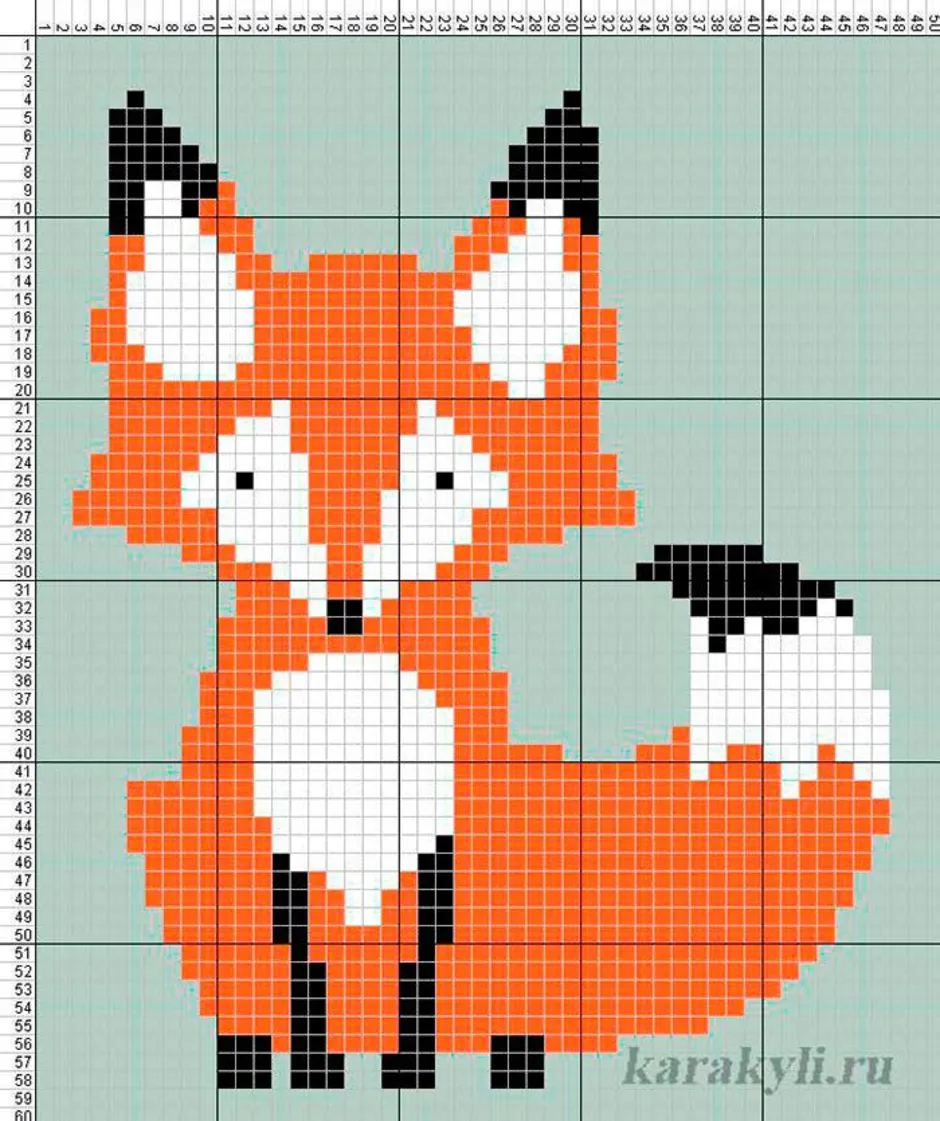 Рисунки по клеточкам лиса маленькая (47 фото) » рисунки для срисовки на fialkaart.ru