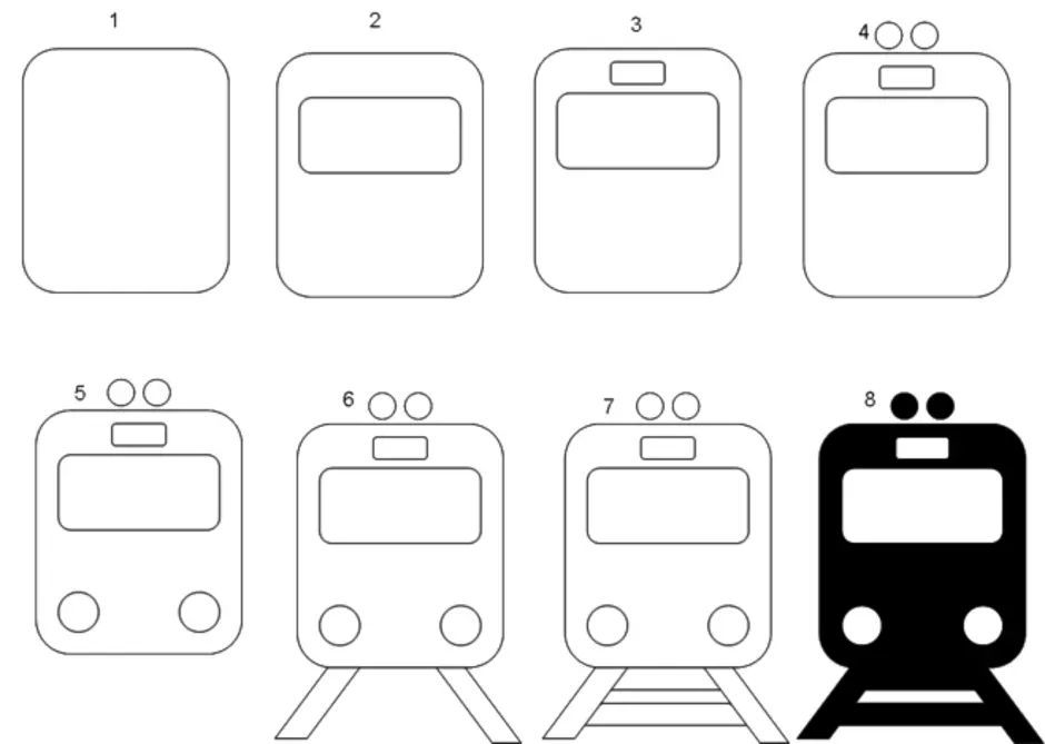 Рисунок поезда карандашом легко