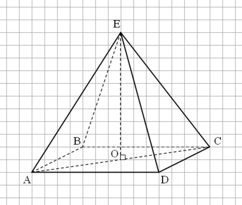 Как нарисовать пирамиду в геометрии по клеточкам пошагово