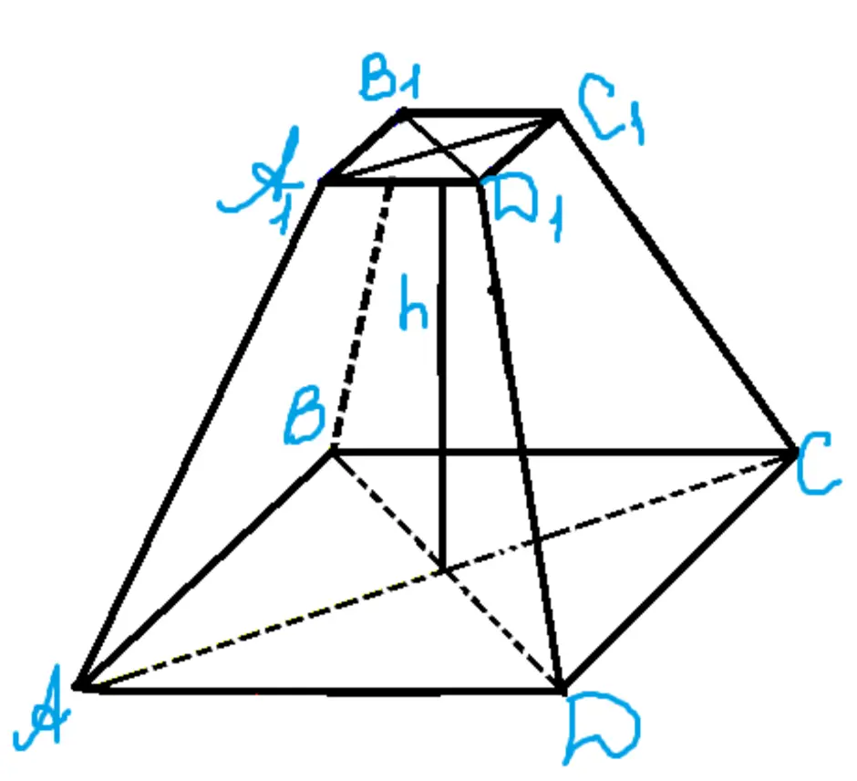 Усеченная пирамида по клеточкам. Правильная усеченная четырехугольная пирамида. Усечённая 4 угольная пирамида. Правильная четырехугольная усеченная пирамида а4. Площадь диагонального сечения усеченной четырехугольной пирамиды.