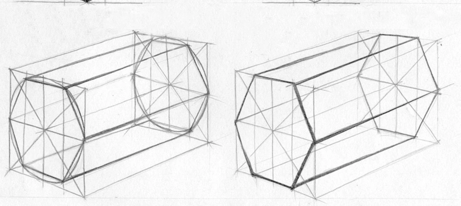 Как нарисовать шестигранную призму