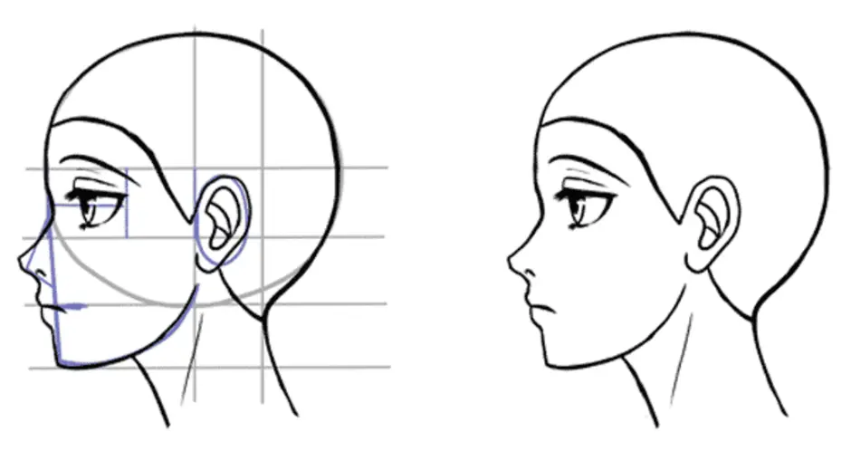 Как рисовать профиль лица аниме