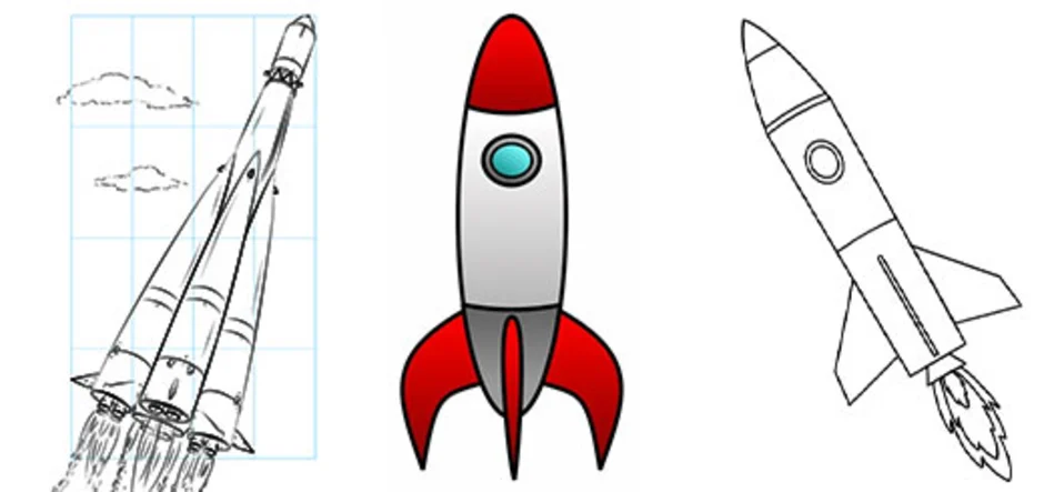 Нарисовать ракету поэтапно для детей. Рисование Космическая ракета. Космическая ракета рисунок. Ракета для рисования для детей. Ракета рисунок поэтапно.