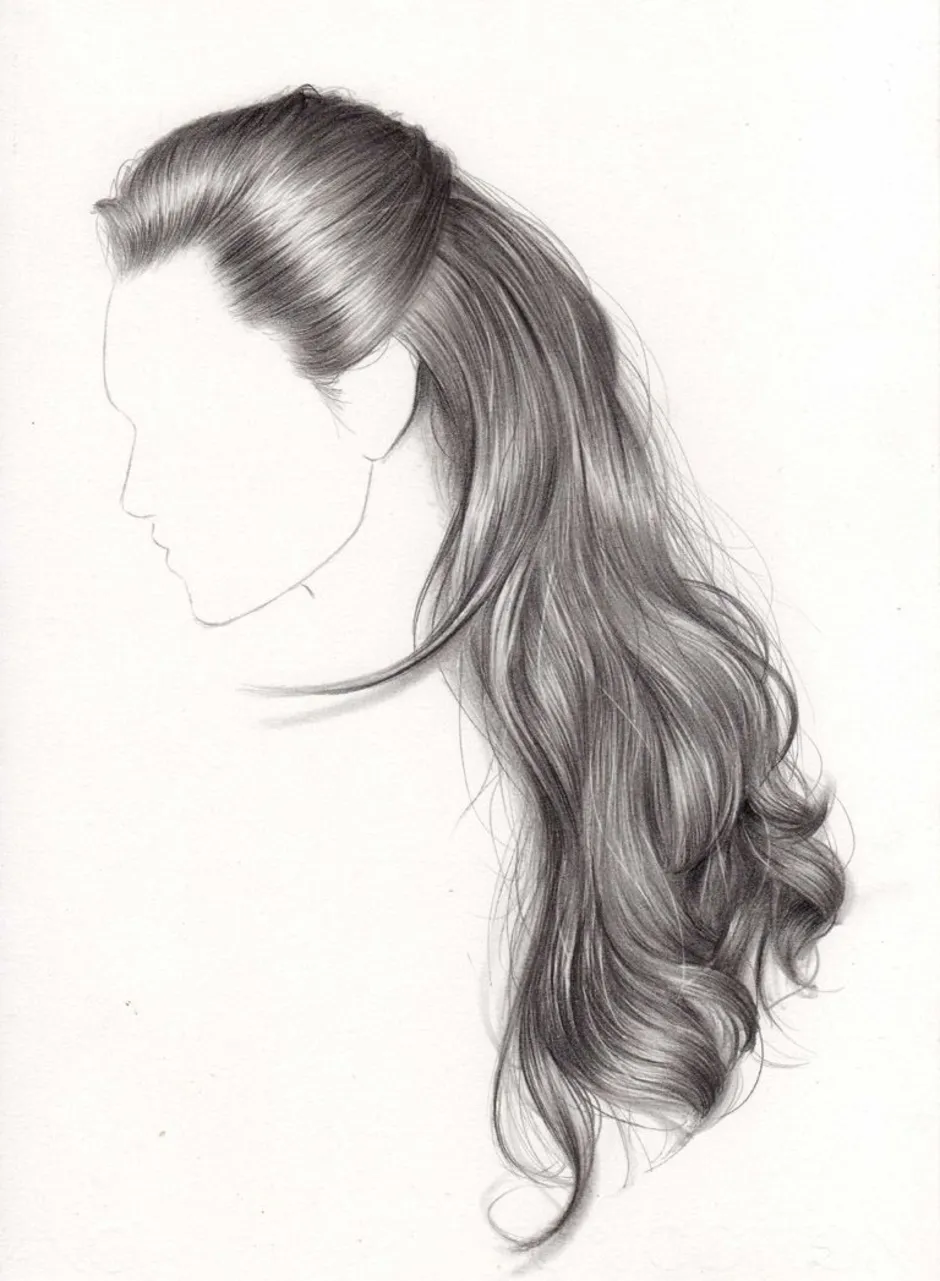 Удлиненный рисунок. Волосы карандашом. Распущенные волосы карандашом. Рисунок девушки. Рисунок девушки карандашом.
