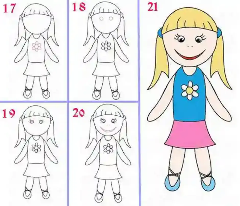 Легкий рисунок куклы. Рисование человека для детей. Пошаговое рисование девочки. Кукла пошагово рисунок. Схема рисования человека для детей.